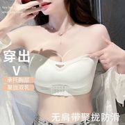 无肩带内衣女薄款夏季防滑隐形聚拢显大文胸少女抹胸裹胸无痕胸罩