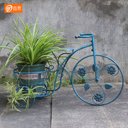 百界创意欧式自行车花架子做旧铁艺阳台庭院落地式花园花盆架装饰