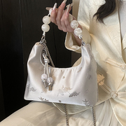 新中式国风珍珠手提包包女士，2024夏天百搭链条，单肩斜挎包小包