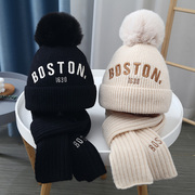 儿童帽子围巾两件套韩版潮宝宝套装，保暖秋冬男女童婴儿针织帽冬季