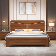 定制胡桃木新中式实木床现代简约15米双人床，主卧储物气压高箱床18