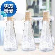 简约diy花瓶麻绳透明小清新雨点水培玻璃，花瓶客厅饰品摆