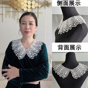 韩版镂空涤纶(珍珠蕾丝假领，)披肩假领子衣领百搭款实用纽扣时尚