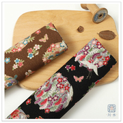wwei日本进口平纹棉布料日式和风，烫金花卉衬衫服装拼布手工包diy