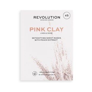 Revolution Skincare可生物降解的排毒粉红色粘土片面膜套装