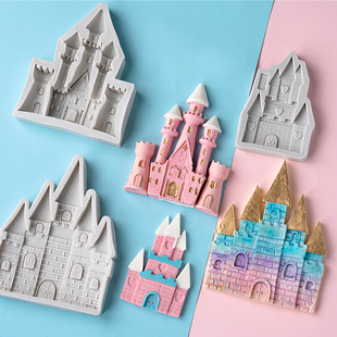 公主城堡翻糖模具硅胶立体卡通，diy欧式房子巧克力蛋糕烘焙用品