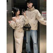 小众设计感情侣装秋季韩版卫衣连衣裙两件套法式一衣一裙ins潮牌