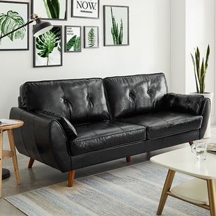 双人座皮沙发组合客厅三人位整装，现代简约北欧日式小户型皮艺沙发