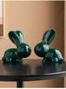 陶瓷兔子创意可爱客厅酒柜电视柜，装饰品结婚礼物动物摆件三口树脂
