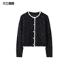 木兰唧唧 黑色小香风针织开衫23秋冬星空图案设计感毛衣外套