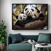 可爱熊猫金属框装饰画挂画壁画，墙画沙发背景墙床头简约