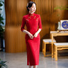 红色蕾丝旗袍2023年中式敬酒服新娘改良年轻款少女秋季中长款