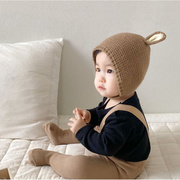 婴儿帽子秋冬款新生婴幼儿，护耳帽纯棉可爱保暖男女宝宝针织毛线帽