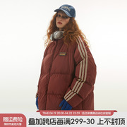 beetletown拼接条纹棉服，女冬季美式复古设计感宽松加厚保暖外套