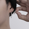 双十字流苏流个性男款潮小众设计感耳环单只高级S925纯银耳钉男潮
