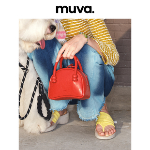 muva原创设计师波士顿包真皮手提包女小包包单肩斜挎包2023
