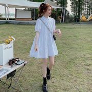 法式甜美短袖衬衫，连衣裙2023韩版夏季宽松小可爱森系初恋风娃