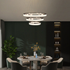 简约大气棕色现代客厅吊灯圆环形，led创意个性，餐厅灯亚克力圆圈灯