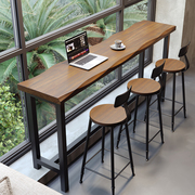 阳台家用吧台桌简约实木靠窗长条高低脚长桌子高脚桌椅靠墙窄桌子