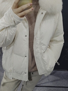 韩国东大门90白鸭绒(白鸭绒，)大毛领羽绒服，女短款2023加厚宽松外套夹克