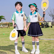 小学生校服夏季拼接短袖运动套装儿童学院风幼儿园园服两件套