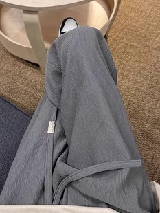 灰色运动裤秋季大码女装裤子宽松慵懒梨形身材，遮胯显瘦阔腿休闲裤