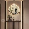 新中式禅意荷叶玄关柜，装饰画无框餐厅，发光挂画叠加客厅组合壁画