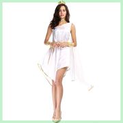 希腊女神  万圣节白色女神飘逸不规则长裙 制服套装 出口制服套装