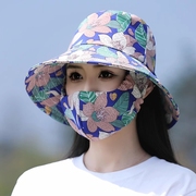 防晒口罩一体帽子夏季女防晒遮阳帽遮脸防紫外线，户外太阳帽子