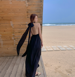 性感露背连衣裙2020女三亚旅游拍照海边度假沙滩裙长裙超仙