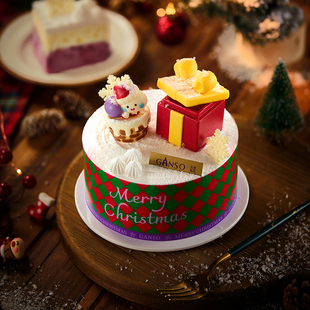 元祖圣诞快乐鲜奶蛋糕平安夜节日纯动物奶油蛋糕送礼门店