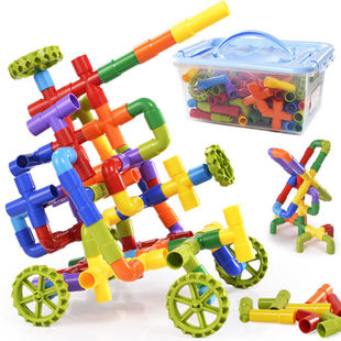 儿童拼接水管道积木，拼装玩具拼插3-4-6周岁7岁塑料组装男孩子益智