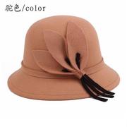 秋冬季女帽 圆顶礼帽毛呢女士盆帽时装帽子圆帽冬季女帽时装帽子