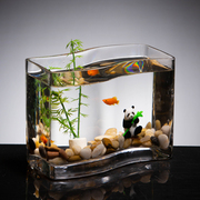 创意鱼缸s形玻璃金鱼缸(金鱼缸，)热带鱼小型桌面，迷你水族箱乌龟缸客厅鱼缸