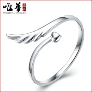 开口女款天使的翅膀戒指可爱韩版时尚生日礼物唯华指环饰镀银