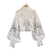 法式复古宫廷风蕾丝镂空衬衫，女设计感小众洋气，灯笼袖上衣超仙小衫