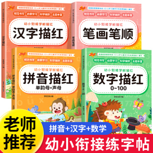 幼小衔接练字帖幼儿园练字本汉字拼音数字偏旁部首笔画笔顺英语描红本一年级写字本学前班儿童字帖练字幼升小写字入门大班全套教材