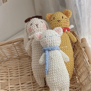 自制钩针diy材料包冰条线可爱婴儿，陪伴安抚猫兔子玩偶送女友宝宝