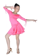 女童拉丁舞蹈裙少儿中袖连体比赛等级考级规定舞蹈演出服练功服