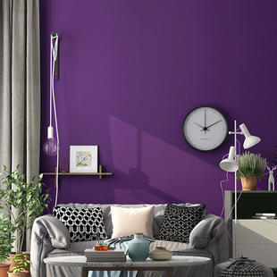 紫色墙纸浪漫紫无纺布简约纯色，女孩女生卧室客厅电视背景墙壁纸