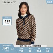 GANT甘特女士复古时尚花纹休闲保暖通勤针织衫毛衣4805142