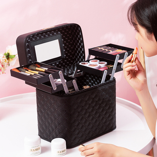 韩版化妆包大容量女便携2021超火品收纳盒高级感手提箱子立体