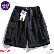 NASA联名夏季轻薄户外机能工装短裤男款宽松五分裤美式潮牌中裤子