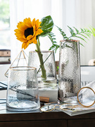 北欧轻奢玻璃花瓶透明客厅插花水养富贵竹鲜花瓶玫瑰百合花瓶摆件
