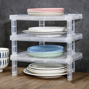 日本进口碗碟收纳架沥水架厨房橱柜台面放碗盘子置物架塑料整理架