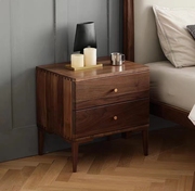 北美黑胡桃木床头柜新中式卧室家具北欧全实木床边柜收纳柜小斗柜