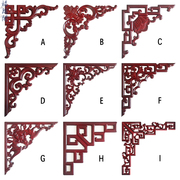 东阳木雕花新中式实木角花装修吊顶欧式背景墙装饰单面镂空贴花片