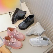 女童鞋子粉色洋气马丁靴，2023春秋款，儿童冬季短靴宝宝秋冬靴子