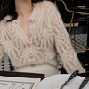 法式马海毛春款白色镂空薄款针织开衫2021年毛衣，外套女上衣