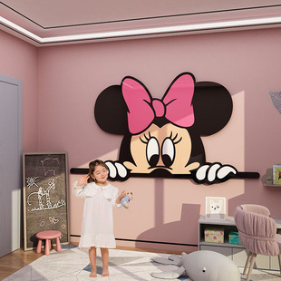 儿童房间床头贴纸布置公主小女孩卧室改造米奇背景墙面装饰画用品
